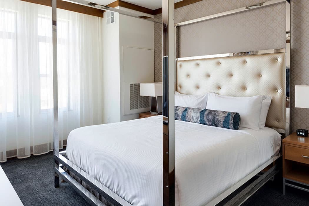 blue and white designed themed room