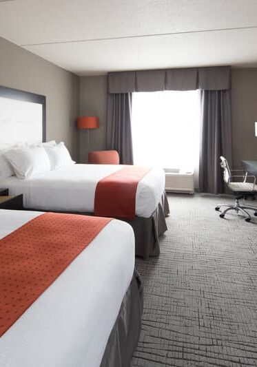 Hotel room with custom drapery