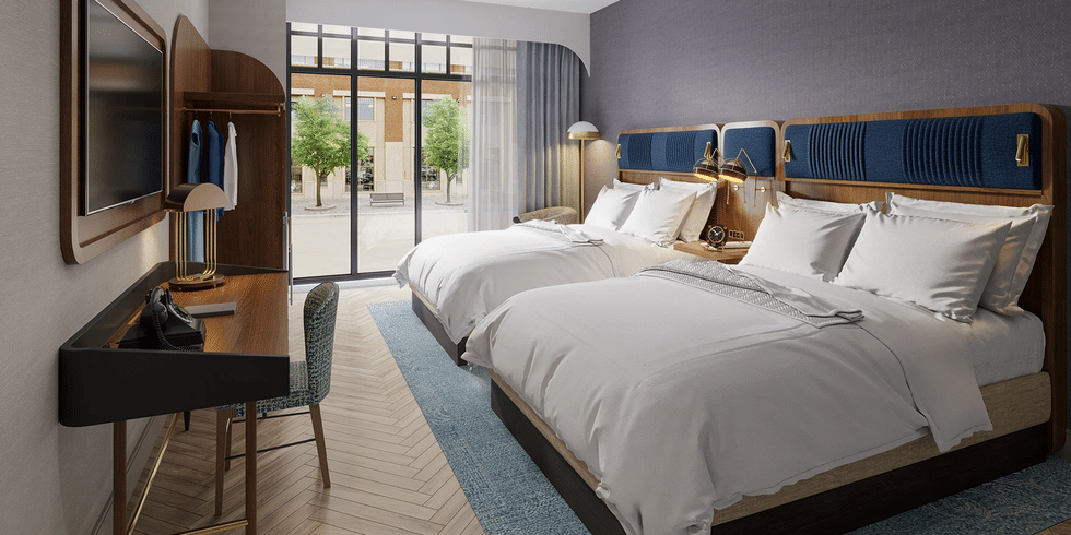 Olive Ann Hotel room with two king beds